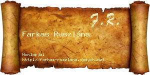 Farkas Ruszlána névjegykártya